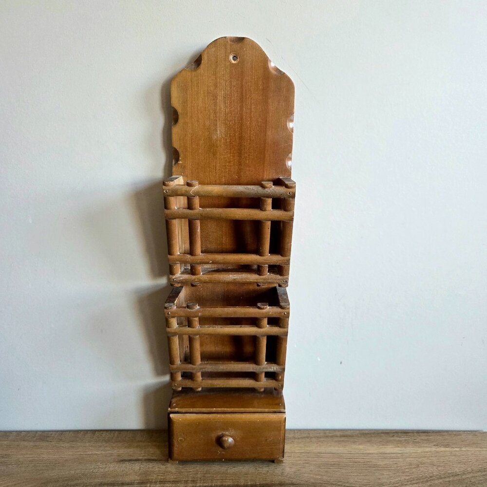 Haddon Hall Elegance vintage wooden office/bathroom letters paper wall shelf.